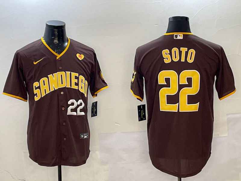 Men San Diego Padres 22 Soto Brown Game 2025 Nike MLB Jersey style 8